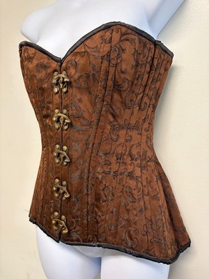 TOP DRAWER by Daisy Corsets SIZE Medium Lace-Up Corset - NEW - Brown Brocade
