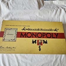 Monopoly Vintage 1946 1954 Wood Tokens Board Game Parker Brothers Yellow Box