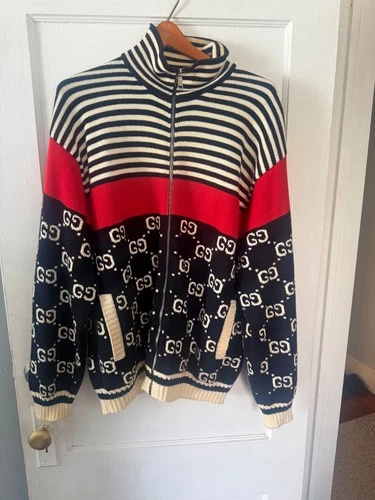 Gucci GG Supreme Striped Knit Cardigan 