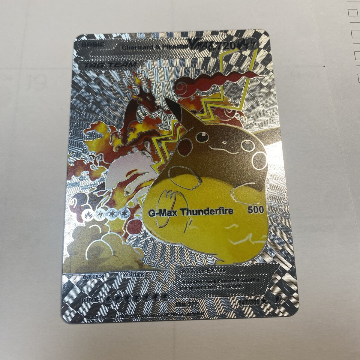 Charizard And Pikachu VMAX Silver Foil Fan Art Hp720 G-Max