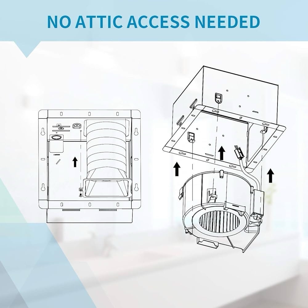 Bathroom Fan 110 CFM, 1.2Sone No Attic Access Needed Installation,Very Quiet Bat