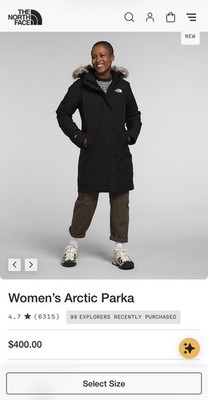 The North Face Arctic Parka Jacket Small- Black