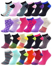 24 Pairs Ankle Socks for Women  Girls Bulk Pack, Fun Cute One Size Assorted a