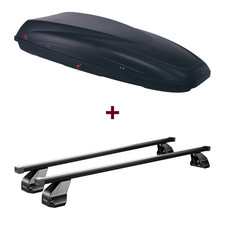 Dachbox G3 Krono 480 + Dachträger Menabo Omega Black für Audi A4 Limousine 8E/B7