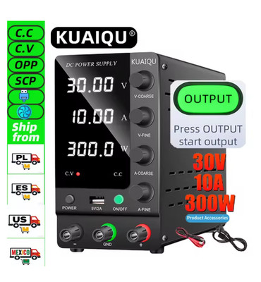 KUAIQU Adjustable DC Lab Power Supply 30V 10A Digital Mini