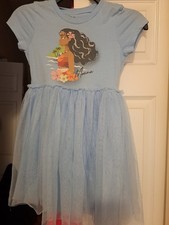 Disney Moana Short Sleeve Tutu Dress 7/8 Girls Blue