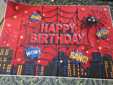 Spiderweb Spider Theme Happy Birthday Party Backdrop RedBlackYellow Blue Cloth