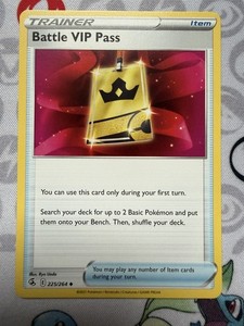 battle vip pass pokemon card value Amazon.com: Battle VIP Pass - 225/264 - Fusion Strike - Pokemon Trainer Card  Set