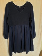 Women's Old Navy Smocked Long Sleeve Navy Dress Size XXL (H980)