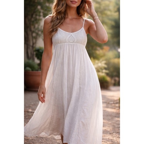 Rip Curl Alara White Crochet-Trim Maxi Dress Women's XS