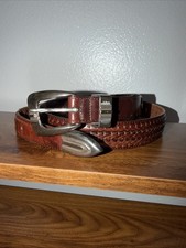Onyx by Brighton Golf Concho Belt Men 38 Brown Leather Braided Western Golfcore