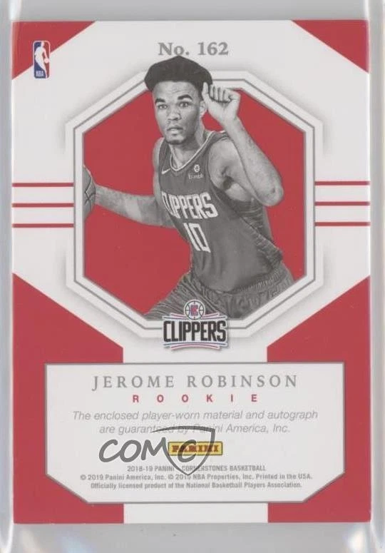 2018-19 Panini Cornerstones /199 Jerome Robinson #162 Rookie Auto RC - Image 2 of 2