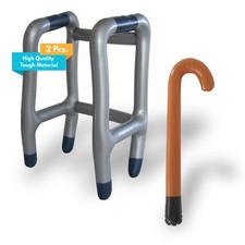 Funny Inflatable Walker Cane Set Blow Up Adult Gag Gifts Retirement Party Decor