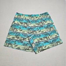 Columbia PFG Men XL Green Tropical Floral Striped Swim Trunks Mesh Lining Shorts