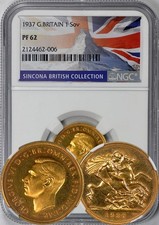 Great Britain 1937 George VI Gold Sovereign NGC PR-62. RARE!