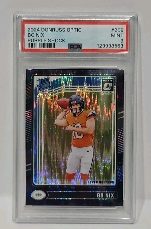 2024 Panini Donruss Optic - Rated Rookie Bo Nix #209 Purple Shock (RC) PSA 9