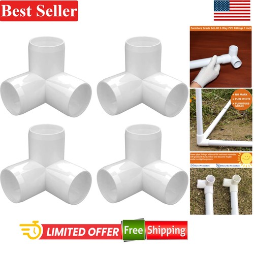 PVC Fittings 3-Way Elbow Connector Compatible With 1 Inch Schedule 40 PVC Pip...
