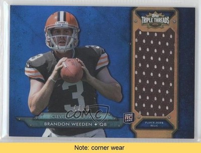 2012 Triple Threads Rookie Jumbo Relic Sapphire 4/10 Brandon Weeden READ 0v1