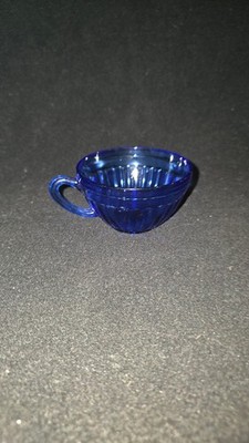 HAZEL-ATLAS Aurora Cobalt Blue Cup Only Ribs Depression Glass | eBay
