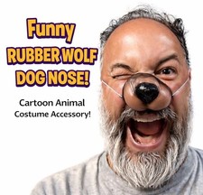 WOLF DOG NOSE Rubber Animal Mask Toy Funny Fangs Teeth Wild Dog Black Kid Adult