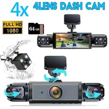 Dash Camera 1080P Front Rear Dash Cam 4-Channel Night Vision Adjustable 4Pack