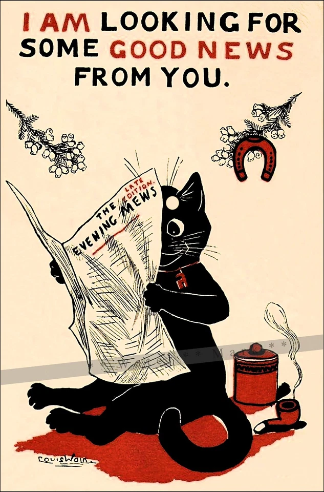 Póster impreso vintage de The Evening Mews de Louis Wain años 30 estilo retro arte- Foto 4 de 4