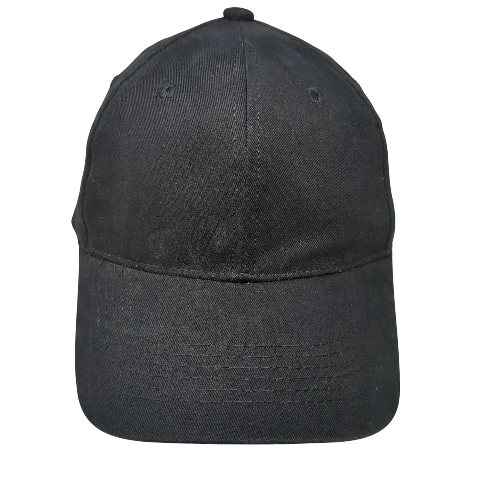 George Strapback Baseball Cap Black One Size Adjustable Vented Holes Blank