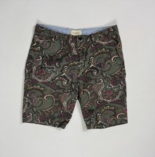 Scotch Soda Shorts Mens 29x9 Green Pink Paisley Flat Front Chino Modern Casual