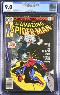 Amazing Spider Man #194 CGC 9.0 Newsstand Beautiful Book! 1st App Black Cat 1979