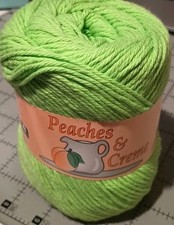 Peaches  Creme Cream Yarn Neon Green 2 Oz 100 Cotton