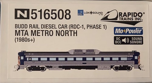 Neu Rapido 516508 Spur N Budd RDC-1 (DC/DCC/ESU LokSound): MTA Metro North | Zustand: New