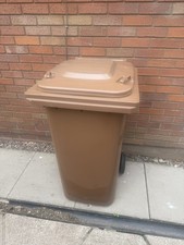 Image of 240L Brown Recycling Wheelie Bin with Wheels and Lid — Brand New