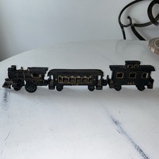 VTG 1940 s 3 Piece Cast Iron Locomotive Train Engine 403 404 Black Gold 17 L