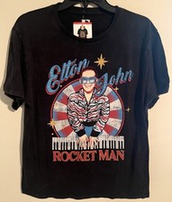 NWT ELTON JOHN OFFICIAL MERCHANDISE LICENSED BAND TEE WOMEN ACID WASH XS PTP 21”
