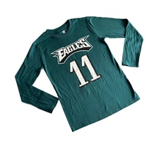 NEW Philadelphia Eagles T Shirt Youth S 8 Green Wentz 11 NFL Long Sleeve