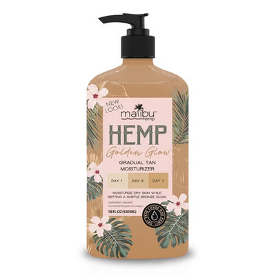 Malibu Hemp Golden Glow Gradual Tan Body Moisturizer for Dry Skin, 18 fl. oz.