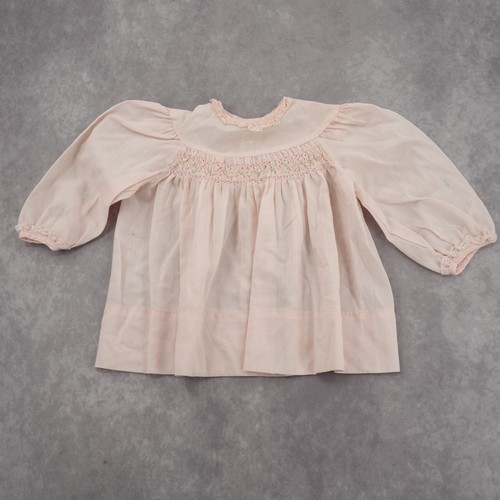 Vintage Polly Flinders Pink Smocked Baby Girl Dress 12 Months