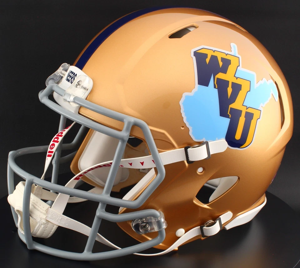 WEST VIRGINIA MOUNTAINEERS WVU Riddell Speed Full Size AUTHENTIC Football Helmet - Image 3 of 4