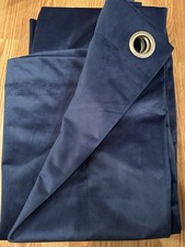 Pair of Navy Blue Velvet Grommet Curtains 52x84 in Blackout