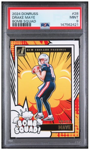 2024 Panini Donruss Drake Maye #28 Bomb Squad Rookie RC PSA 9