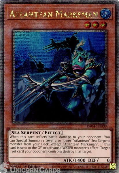 RA04-EN009 Atlantean Marksman : Quarter Century Secret Rare 1st Edition Mint YuG