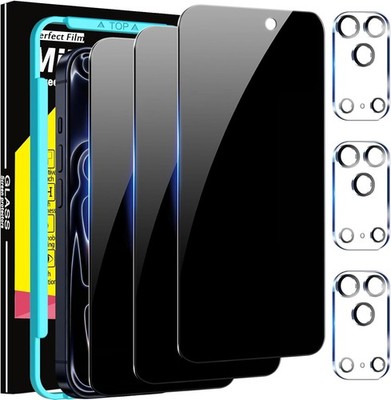 3 Pack Privacy Screen Protector for iPhone 17 Pro, and 3 Pack Lens Protector