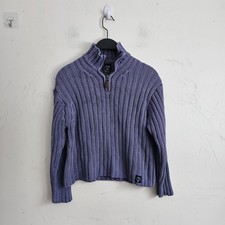 Vintage Gap Kids Blue Label 1/4 Zip Pullover Sweater Purple Ribbed Knit Size M