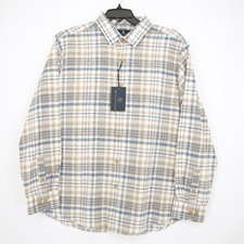 Hart Schaffner Marx Men's Long Sleeve Shirt XL Blue White Beige Plaid NWT 89.50