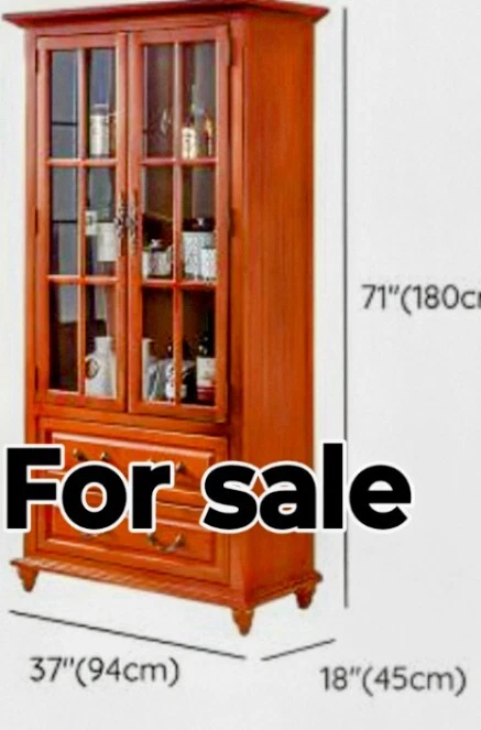 Estante de livros antiga de carvalho, vitrine, armário de porcelana com vidro - Imagem 2 de 2