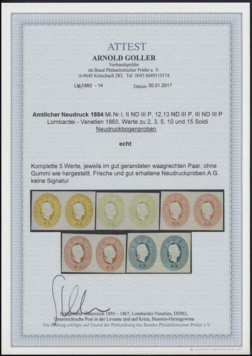L & V PROBEDRUCKE Mi.Nr. 12-13, I-III ND U o. Gummi geprüft BPP Mi.Wert € (B395) - 第 2/2 張圖片