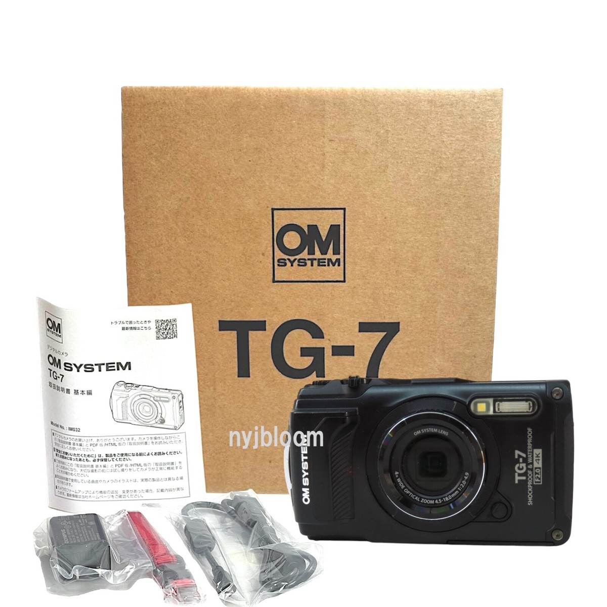 New OM SYSTEM Tough TG-7 Digital Camera (BLACK) 12MP 4K Freeze