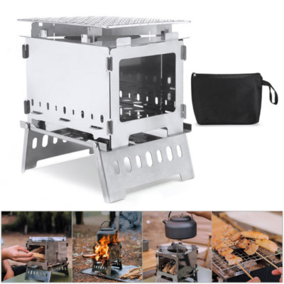 Folding Wood Burning Stove Outdoor Camping Furnace Cooking Picnic Stove