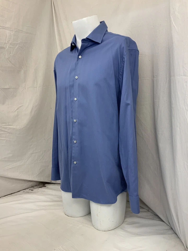 Robert Barakett Shirt 16 34 Blue 100% Cotton Minor Wear YGI P1-101 - Image 4 of 4