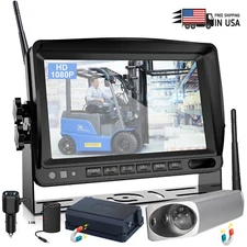 Wireless 7" Monitor Camera For Forklift Front View +Magnetic Recharge Battery